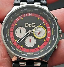 ORIGINAL D&G Watch 46mm Chronograph Red Black Leather Dolce and Gabbana Time