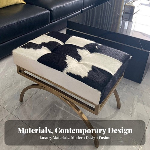 Square cowhide pouf minimalist - pouf,