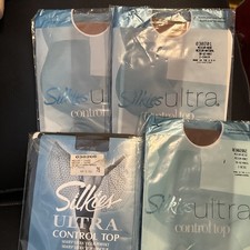 4 Pairs Silkies Ultra Control Top Tights. New In Packs. Medium