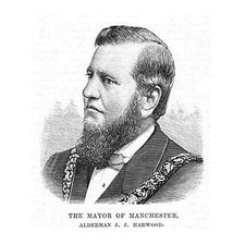 MANCHESTER The Mayor Alderman JJ Harwood - Antique Print 1885