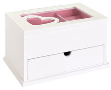 White wooden jewellery box - white,