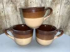 3 RUSTIC FARMHOUSE TEA CUPS STUDIO POTTED HOME FIRED IN SMALL KILN CHARMING 200m