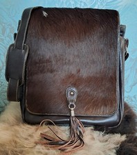 Mens Shoulder Crossbody Bag made of Brown Genuine Leather with Real Cowhide