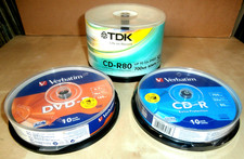 New & Unused blank CD-R and DVD-R discs, Large Bundle of 3 x packs VERBATIN, TDK