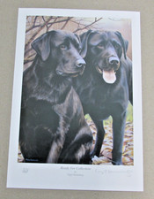 Nigel Hemming, Ready for Collection, Black Labradors, Ltd Edition Print Mounted
