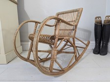 Rocking chair vintage French Rattan Hoop Arm Woven Bamboo Small Child's Chair 