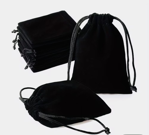 Black velvet drawstring - black,