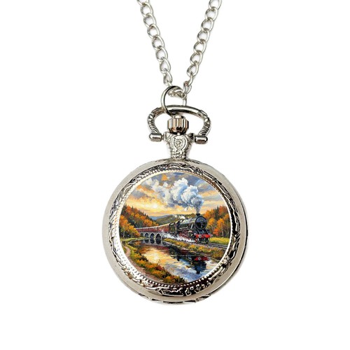 Steam train pocket watch - watch, |