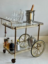 French Maison Baguès Bar Cart Trolley 1950s, Cocktail Bar, Mid-Century MCM