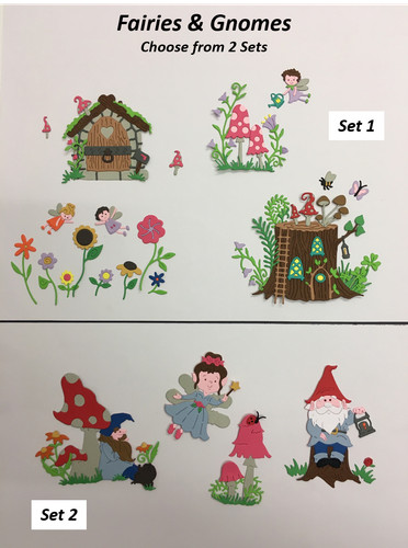 Fairies gnomes card topper - &,
