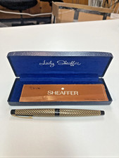 VINTAGE LADY SHEAFFER BLACK GOLD FOUNTAIN PEN 14k Gold Nib Extra Ink Box