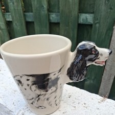 BLUE WITCH CERAMICS English Cocker Spaniel Mug Black & White (Blue Roan) Vgc