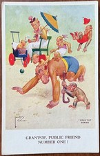 ARTIST SIGNED COMICAL PPC “GRAN’POP PUBLIC FRIEND NUMBER ONE” LAWSON WOOD