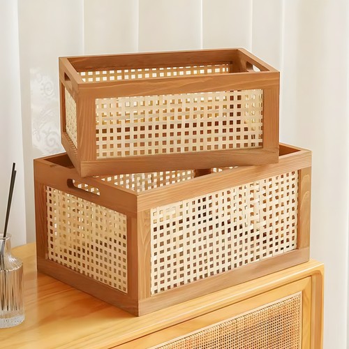 Rattan storage basket - storage, natural
