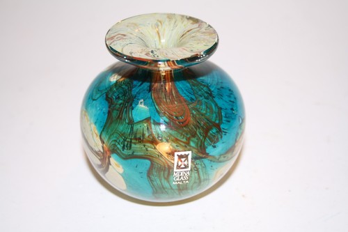 Mdina inch glass vase signed - inch,