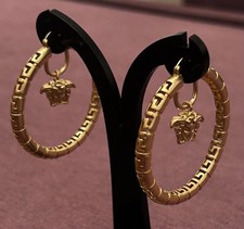 🎄 🚚 ✅ Women’s Versace Gold Hoop Earrings Brand New!