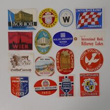 Set of 16 Genuine Vintage Unused 1950s European Hotel Travel Luggage Labels Set1