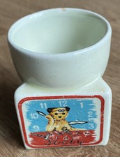 Vintage Keele Street Pottery Sooty With Clock Face Light Green Eggcup No 743610