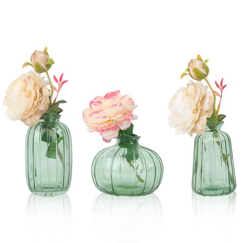 Sage green glass bud vase - glass,