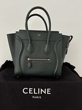 CELINE HANDBAG MICRO LUGGAGE DARK GREEN IN GRAINED CALFSKIN