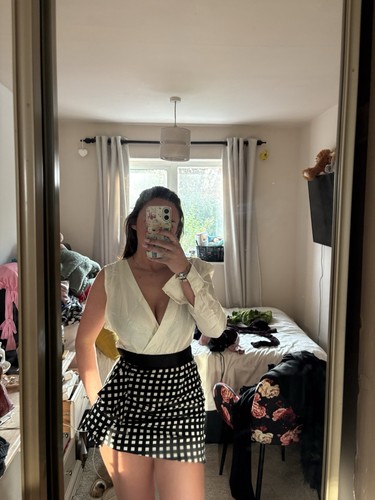 Black and white silk shirt - white,