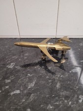 Vintage Large Heavy Brass Concorde Airplane Model on wheels raf 