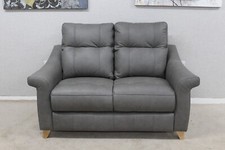 G Plan Riley Texas Charcoal Leather Static 2 Seater Sofa RRP £2110 (Small Sofa)