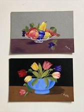 Vintage Paintings X2 Floral +
