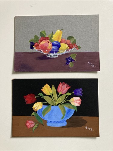 Vintage paintings floral - x2, +