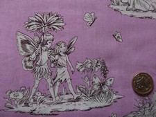 Michael Miller Flower Fairies toile  purple  piece approx 107 x 22cm 42" x 8.5"
