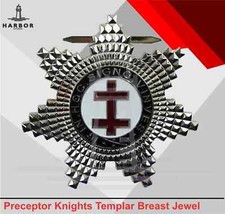 Masonic Preceptor Jewel - Knights Templar Breast Badge Silver Plated Freemason