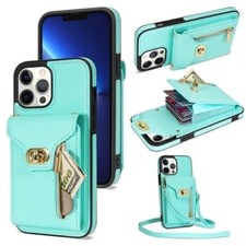 Lanyard Leather Zip Wallet