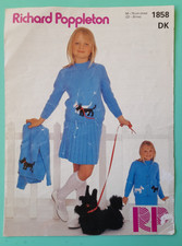 Knitting pattern:  Child's Cardigan, sweater, skirt with Scottie dog motifs [K56