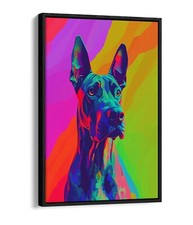 DOBERMANN DOG MULTI COLOUR PORTRAIT FLOAT EFFECT FRAME CANVAS ART PIC PRINT