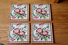 4 X VICTORIAN STYLE FIREPLACE TILES FLORAL UNUSED