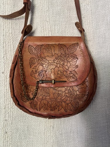Vintage tooled leather western - tooled,