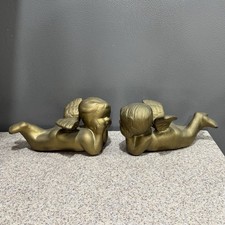 2 Vtg Ceramic Cherub Angels