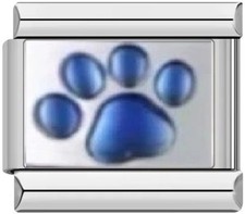 Blue Paw Italian Charm Link 9mm Silver Fits All Italian Charms Bracelet