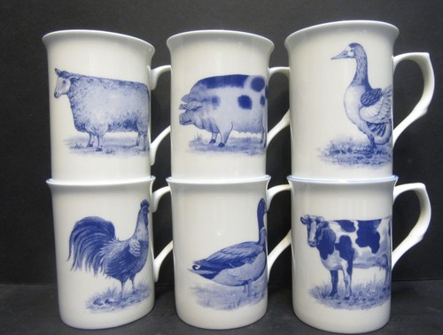 Set mugs blue farmyard - set, of