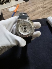 Black Dice Veteran Chronograph watch with a silver dial and black silicone strap