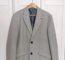 Mens Overcoat Large Grey 42-44 Chest Burtons Crombie Style 