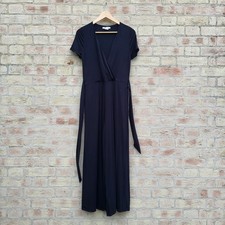 Boden Jumpsuit Womens UK 12 Black Jersey Wrap Over Tie Waist Short Sleeve