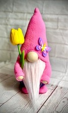 Handmade Soft Fleece Nordic Gnome with Tulip, Swedish Tomte, Gonk