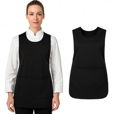 LADIES WOMEN TABARD APRON OVERALL KITCHEN CATERING CLEANING BAR PLUS SIZE POCKET