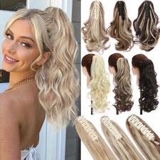 UK Extra Thick Hair Jaw Claw Ponytail Hair Piece Clip In Pony Tail Real as Human