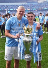 HAALAND FODEN TROPHY PREMIER LEAGUE 2024 MAN CITY PHOTO PRINT MANCHESTER SQUAD