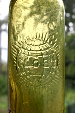 VINTAGE 1900s LEIGH & Co SALFORD MANCHESTER GLOBE PIC CYL GINGER BEER BOTTLE