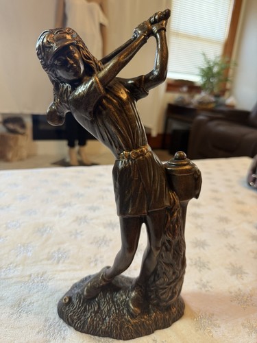 Vintage golfer statue bronze - vintage,