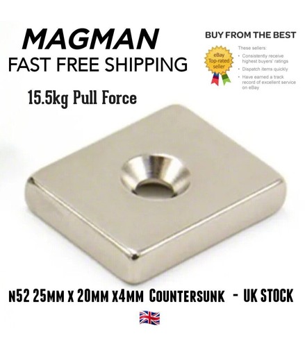 N52 neodymium magnet 25x20x4mm - neodymium,