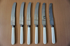 Set of 6 x Celluloid / Faux Bone Dinner Knives Lewis Rose & Co Sheffield LARKO